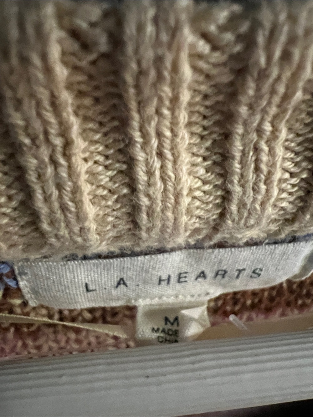 LA Hearts by PacSun cream pink blue yellow cotton geo cardigan oversized M - Picture 4 of 8
